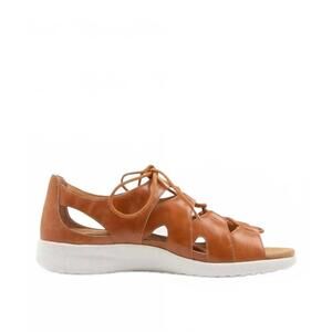 NEW ZIERA women's barnett sandal in tan leather/ white sole